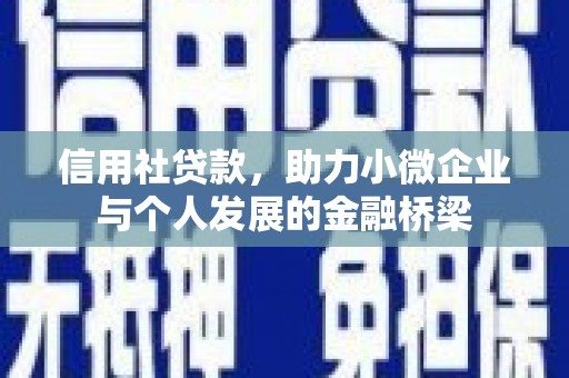 大城信用社贷款，助力小微企业与个人发展的金融桥梁