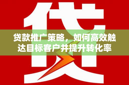 大城贷款推广策略，如何高效触达目标客户并提升转化率