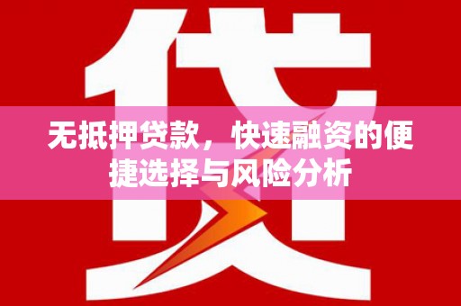 大城无抵押贷款，快速融资的便捷选择与风险分析