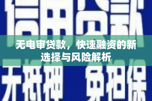 大城无电审贷款，快速融资的新选择与风险解析