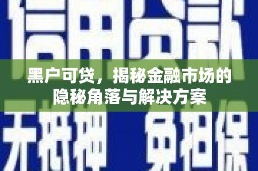 大城黑户可贷，揭秘金融市场的隐秘角落与解决方案