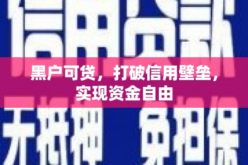 大城黑户可贷，打破信用壁垒，实现资金自由