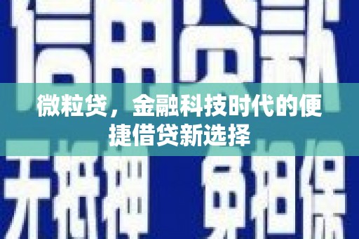 大城微粒贷，金融科技时代的便捷借贷新选择